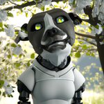 A realistic and friendly robot dog enjoying a beautiful Spring scene with cinematic lighting a...jpg